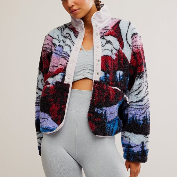 🆕 FP MOVEMENT Hit The Slopes Printed Fleece Jacket / Twilight Forest - Picture 2 of 9